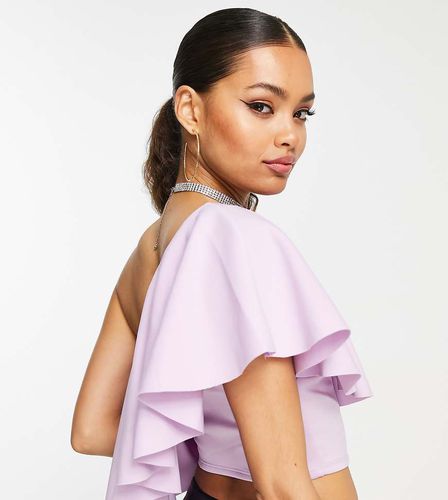 ASOS DESIGN Petite - Crop top monospalla con volant in scuba lilla - ASOS Petite - Modalova