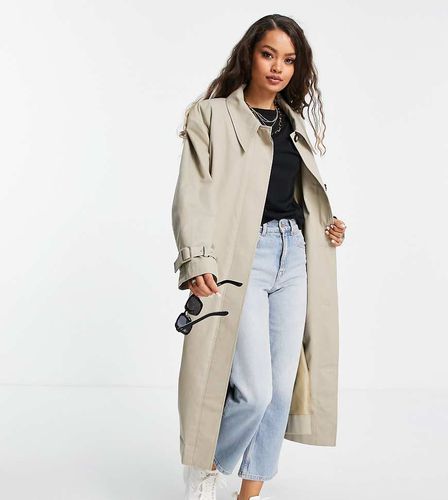 ASOS DESIGN Petite - Trench color pietra con colletto a punta - ASOS Petite - Modalova