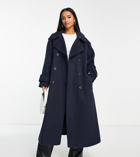 ASOS DESIGN Petite - Trench oversize elegante in tessuto spazzolato misto lana - ASOS Petite - Modalova