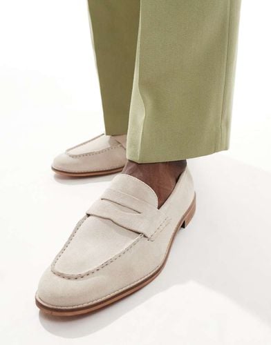 Penny loafers in stone suede - ASOS DESIGN - Modalova