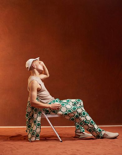 Premium - Pantaloni in maglia all'uncinetto verdi con vita elasticizzata in coordinato - ASOS DESIGN - Modalova