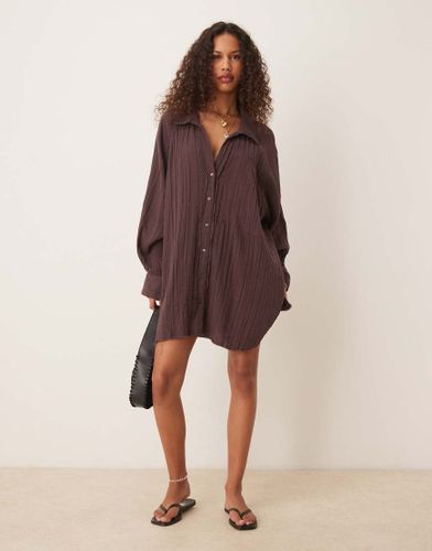 Robe chemise courte décontractée - Chocolat délavé - Asos Design - Modalova