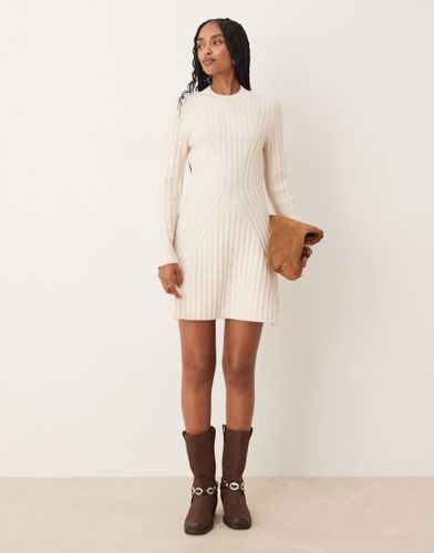 Robe courte en maille structurée - Crème - Asos Design - Modalova