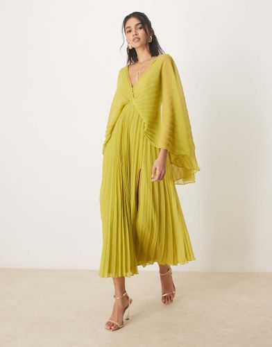 Robe plissée longue à détail cape - Asos Design - Modalova