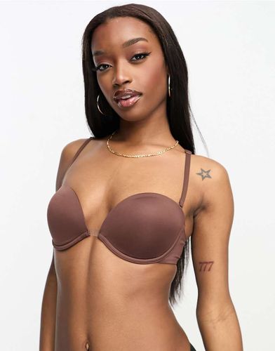 Reggiseno sagomato marrone con spalline multiposizione e trasparente al centro - ASOS DESIGN - Modalova