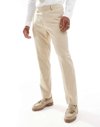 Wedding - Pantaloni da abito slim in misto lino color pietra - ASOS DESIGN - Modalova