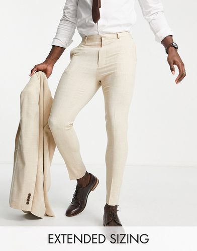 Wedding - Pantaloni da abito super skinny color pietra con tratteggio incrociato - ASOS DESIGN - Modalova