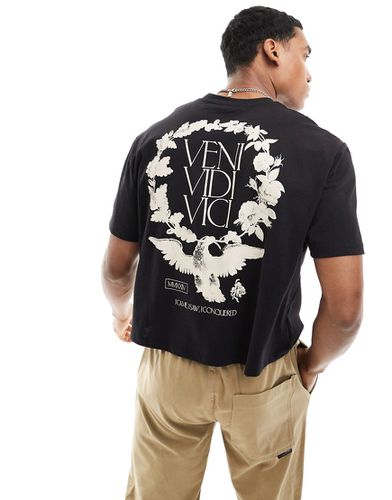 T-shirt taglio corto comoda nera con stampa rinascimentale sul retro - ASOS DESIGN - Modalova