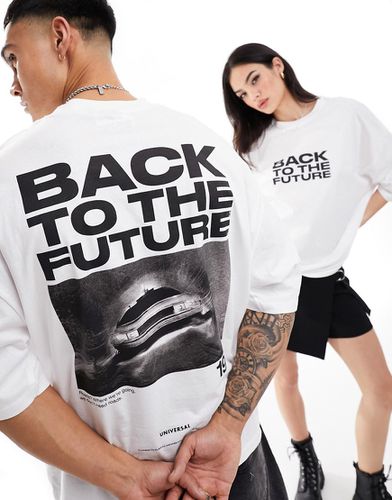 T-shirt unisex bianca oversize con grafiche "Back To The Future" su licenza - ASOS DESIGN - Modalova