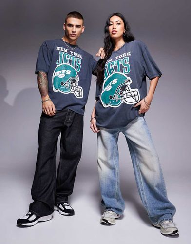 T-shirt unisex oversize color slavato con stampa "NFL New York Jets" su licenza - ASOS DESIGN - Modalova