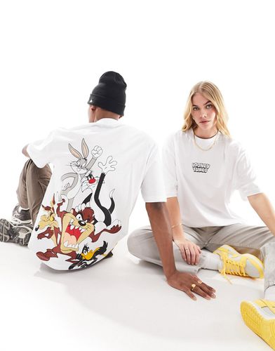 T-shirt unisex oversize bianca con stampa dei Looney Tunes - ASOS DESIGN - Modalova