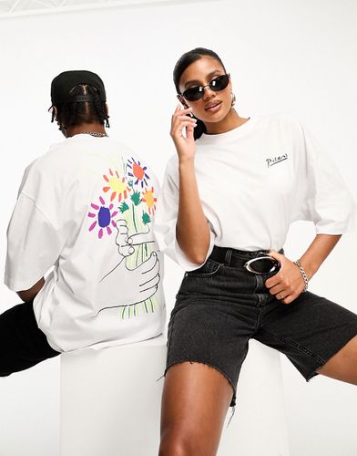 T-shirt unisex oversize bianca con stampe su licenza di Picasso - ASOS DESIGN - Modalova