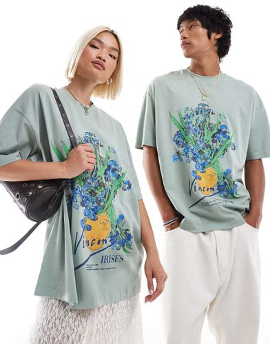 T-shirt unisex oversize grigia con stampa artistica di Van Gogh su licenza - ASOS DESIGN - Modalova