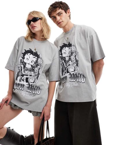 T-shirt unisex oversize chiaro con stampa su licenza di "Betty Boop" - ASOS DESIGN - Modalova