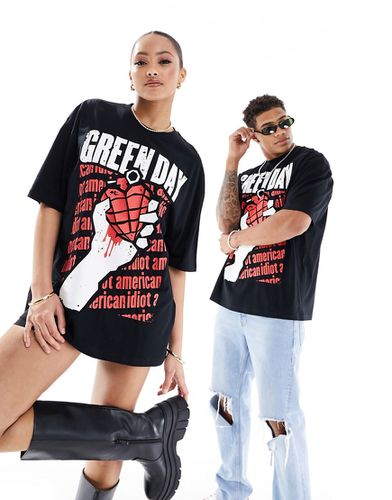 T-shirt unisex oversize nera con grafiche della band "Green Day" su licenza - ASOS DESIGN - Modalova