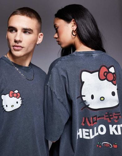 T-shirt unisex oversize slavato con stampa di "Hello Kitty" - ASOS DESIGN - Modalova