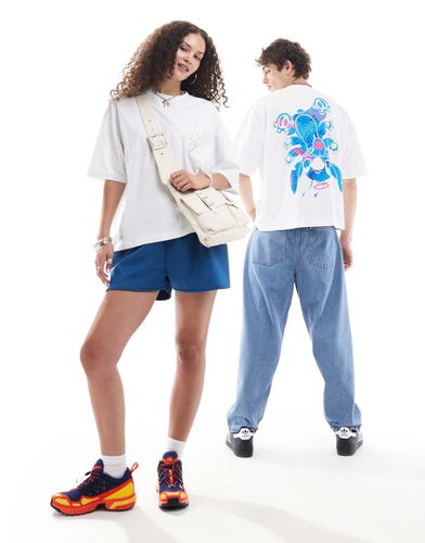 T-shirt unisex oversize squadrata bianca con stampe Disney di Stitch - ASOS DESIGN - Modalova