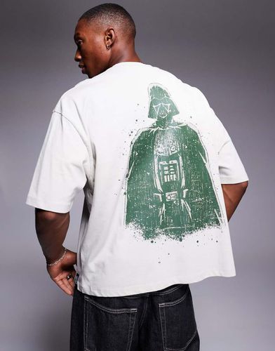 T-shirt unisex squadrata oversize grigia con stampe "Star Wars Darth Vader" su licenza - ASOS DESIGN - Modalova