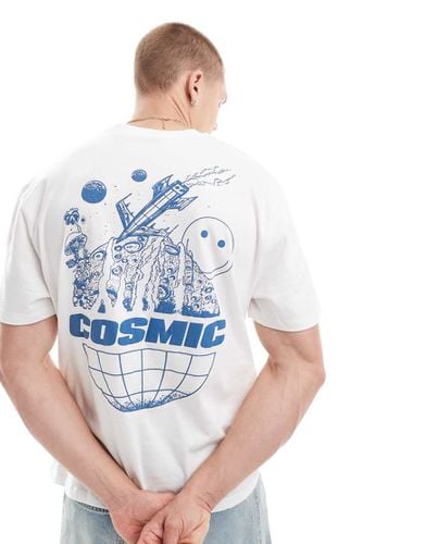 T-shirt vestibilità comoda bianca con stampa di globo sul retro - ASOS DESIGN - Modalova