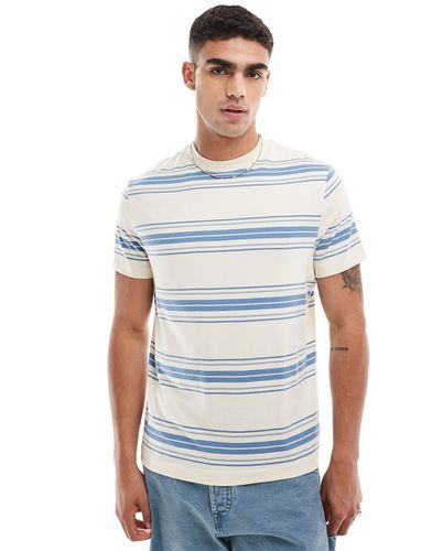 T-shirt vestibilità standard beige a righe blu - ASOS DESIGN - Modalova