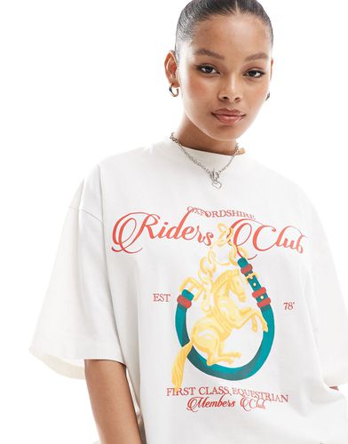 T-shirt sporco oversize con grafica di cavallo - ASOS DESIGN - Modalova