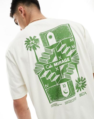 T-shirt bianco sporco oversize con stampa astratta sul retro - ASOS DESIGN - Modalova