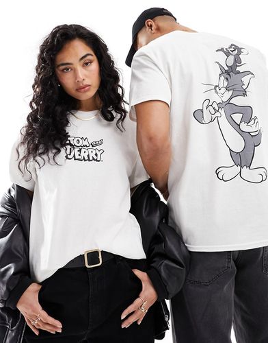 T-shirt bianca con stampa grafica con Tom & Jerry su licenza - ASOS DESIGN - Modalova