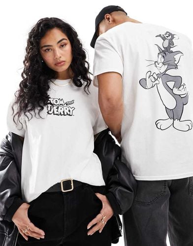 T-shirt bianca con stampa grafica con Tom & Jerry su licenza - ASOS DESIGN - Modalova