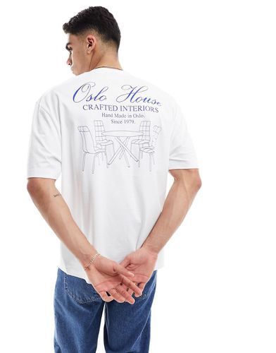T-shirt bianca oversize con stampa astratta sul retro - ASOS DESIGN - Modalova