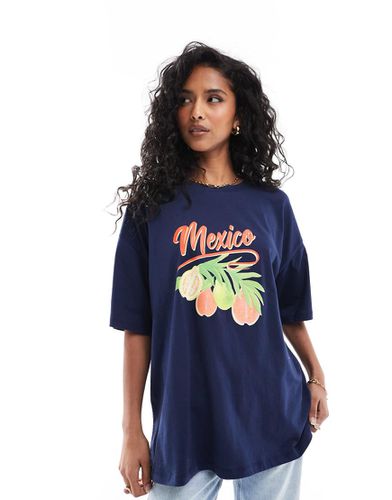 T-shirt navy oversize con grafica "Mexico" - ASOS DESIGN - Modalova