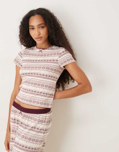 T-shirt de pyjama effet rétréci à assortir à imprimé jacquard - Asos Design - Modalova