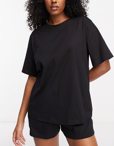 T-shirt del pigiama oversize mix & match nera in cotone - ASOS DESIGN - Modalova