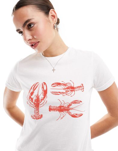 T-shirt mini bianca con grafica di aragosta - ASOS DESIGN - Modalova