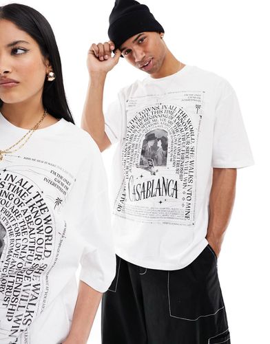 T-shirt oversize unisex bianca con stampa "Casablanca" su licenza - ASOS DESIGN - Modalova