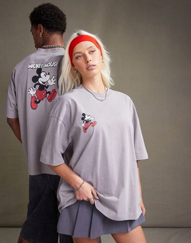 T-shirt oversize unisex marrone slavato con stampa Disney di Topolino - ASOS DESIGN - Modalova