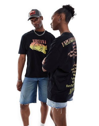 T-shirt oversize unisex nera con stampe Nirvana su licenza - ASOS DESIGN - Modalova