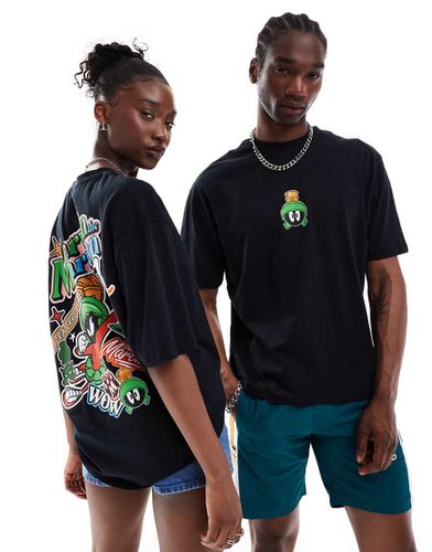 T-shirt oversize unisex nera con stampe "Looney Tunes Martian Marvin" su licenza - ASOS DESIGN - Modalova