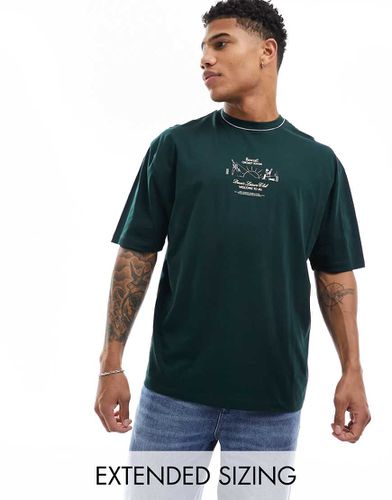 T-shirt oversize verde scuro con stampa cricket sul petto - ASOS DESIGN - Modalova