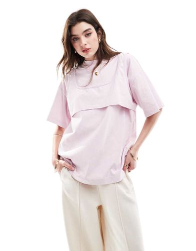 T-shirt oversize a doppio strato rosa slavato con strato sovrapposto stile canottiera taglio corto - ASOS DESIGN - Modalova