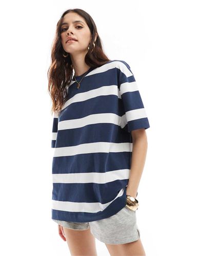 T-shirt oversize a righe blu navy e bianco - ASOS DESIGN - Modalova