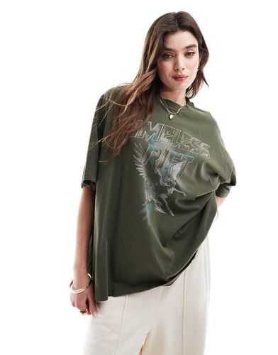 T-shirt oversize antracite slavato con stampa "Timeless rift" - ASOS DESIGN - Modalova