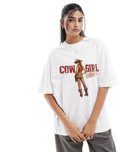 T-shirt oversize bianca con grafica "Cowgirl Club" - ASOS DESIGN - Modalova
