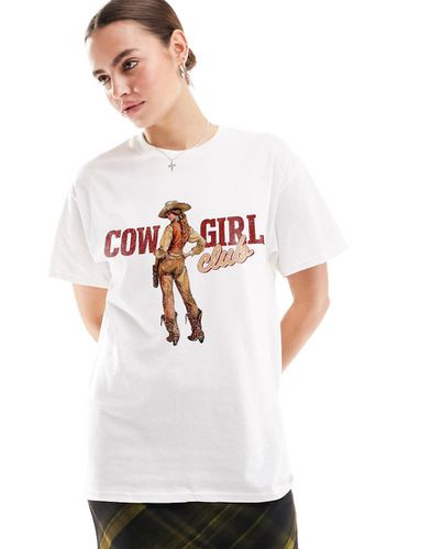 T-shirt oversize bianca con grafica "Cowgirl Club" - ASOS DESIGN - Modalova