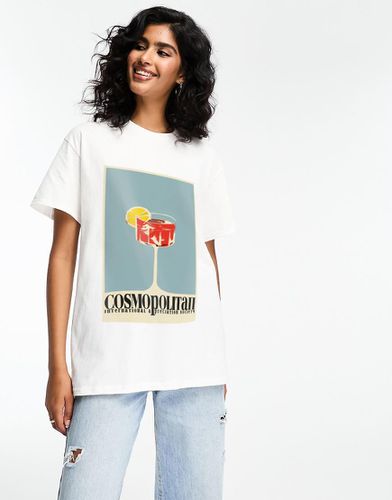 T-shirt oversize bianca con grafica con drink Cosmopolitan - ASOS DESIGN - Modalova