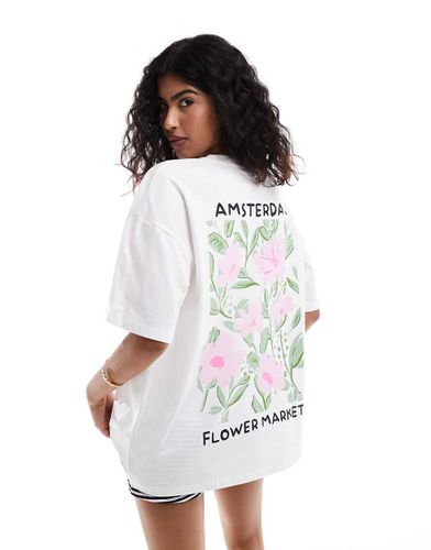 T-shirt oversize bianca con grafica di fiori astratta - ASOS DESIGN - Modalova