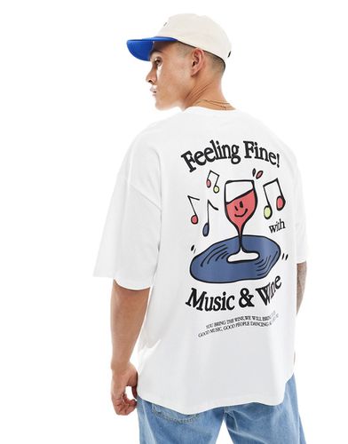 T-shirt oversize bianca con stampa "Wine" stile cartone sul retro - ASOS DESIGN - Modalova