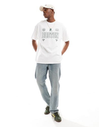 T-shirt oversize bianca con stampa "Boston" sul davanti - ASOS DESIGN - Modalova