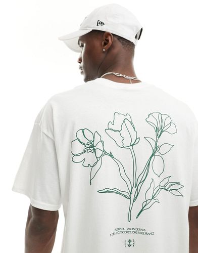 T-shirt oversize bianca con stampa di fiori sul retro - ASOS DESIGN - Modalova