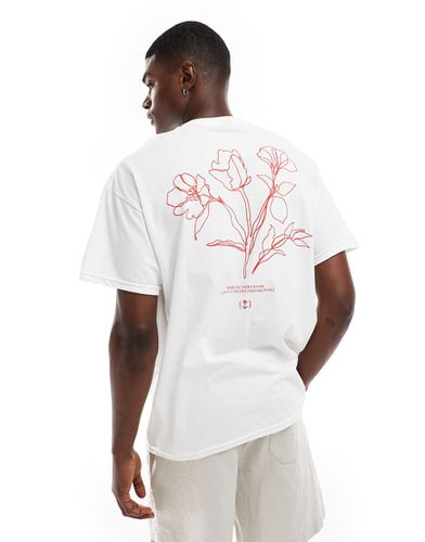 T-shirt oversize bianca con stampa di fiori sul retro - ASOS DESIGN - Modalova