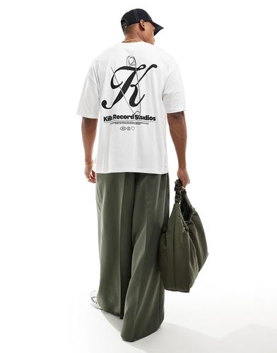 T-Shirt oversize bianca con stampa "Record Studio" sul retro - ASOS DESIGN - Modalova